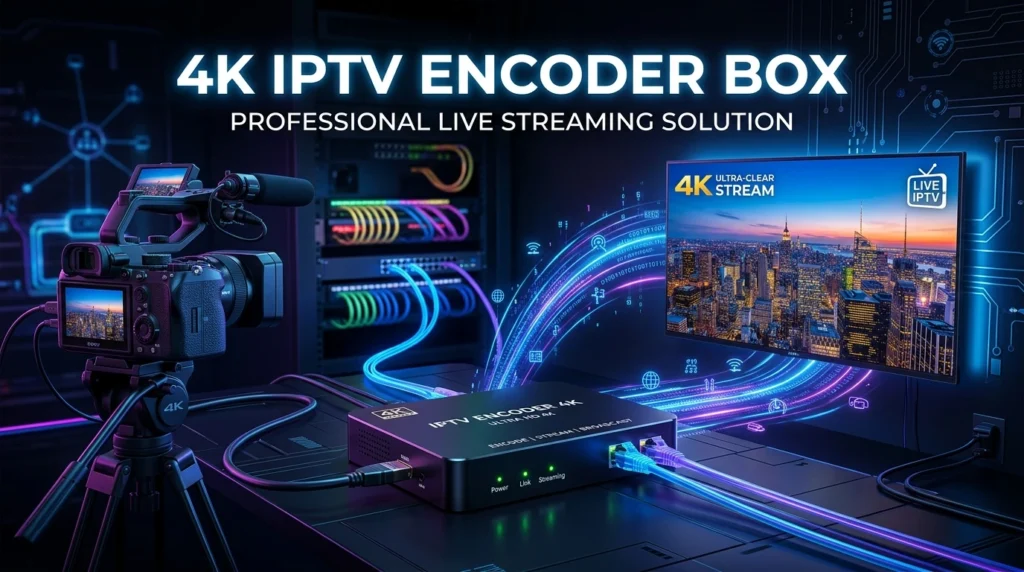 4K IPTV encoder box device used for live streaming and broadcasting ultra HD video over internet