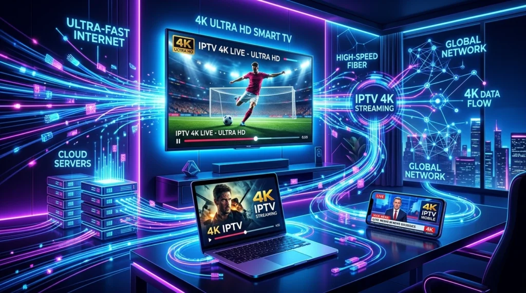 IPTV 4K streaming with high-speed internet connection