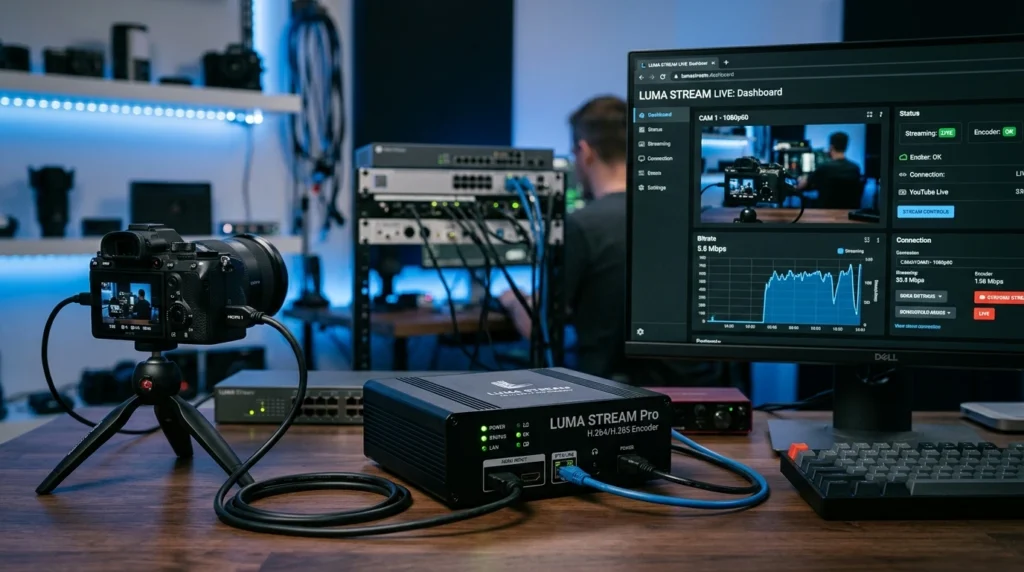 IPTV encoder box transmitting video streams to multiple devices