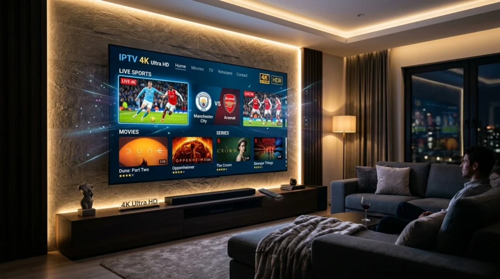IPTV 4K channels interface on smart TV