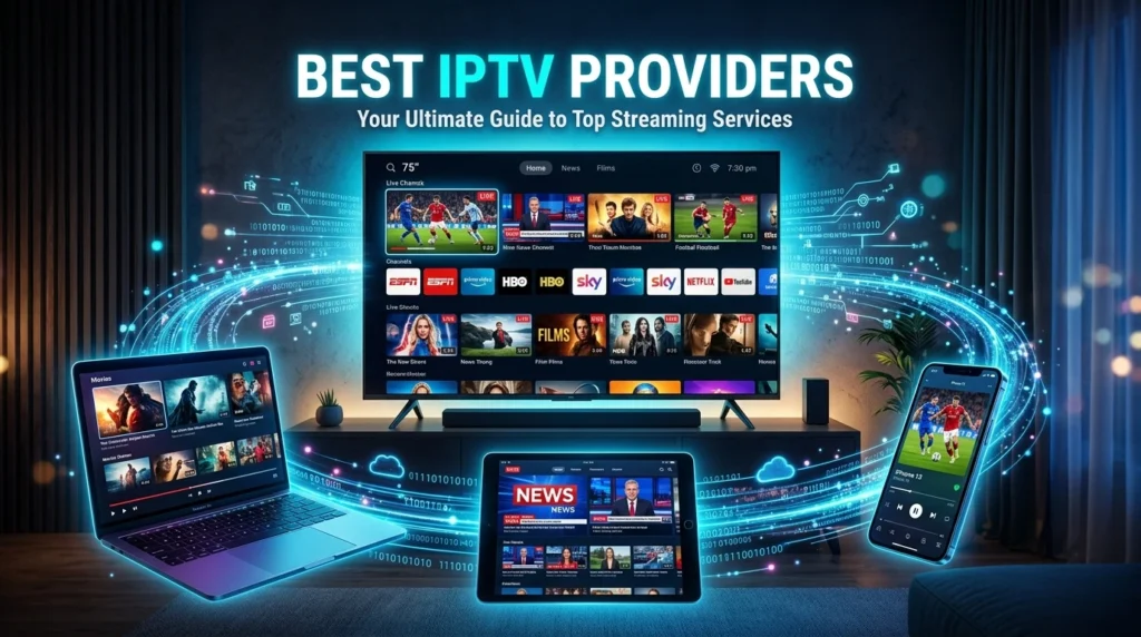 Best IPTV providers streaming live TV channels movies and sports on smart TV